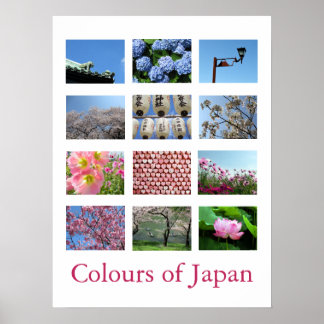Póster Colours of Japan (blue/white/pink)