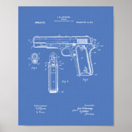 Póster Colt.45 1911 Patent Art - Blueprint