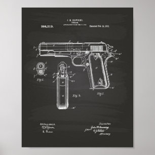 Póster Colt.45 1911 Patent Art - Chalkboard