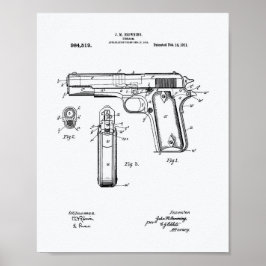 Póster Colt.45 1911 Patent Art - Libro Blanco