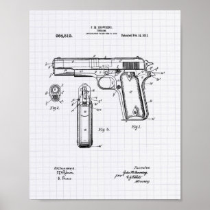 Póster Colt.45 1911 Patent Art - Lining Peper