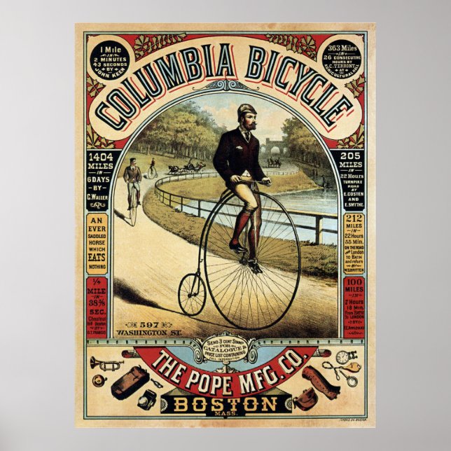 Póster COLUMBIA BICICICLETA c. 1890 (Frente)