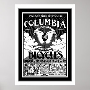 Póster Columbia Bicycles Anuncio 1886
