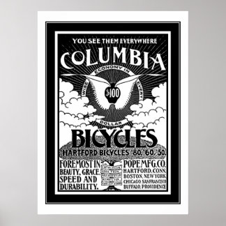 Póster Columbia Bicycles Anuncio 1886