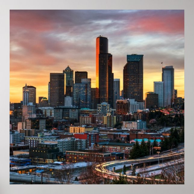 Póster Columbia center and downtown Seattle, Seattle (Frente)