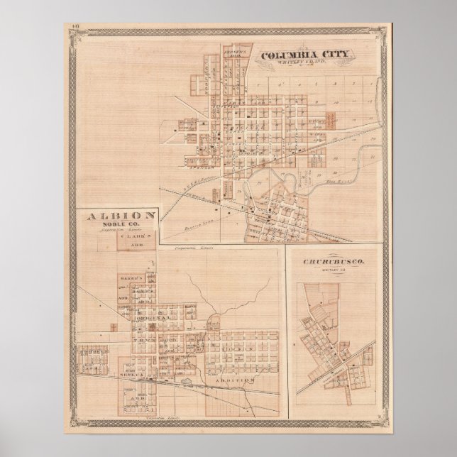 Póster Columbia City, Whitley Co (Frente)