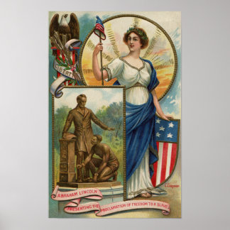 Póster Columbia con Gorra Phrygian, Escudo y Águila