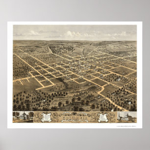 Póster Columbia, mapa panorámico del MES - 1869