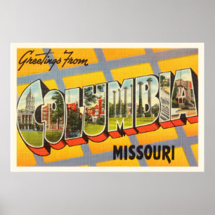 Póster Columbia Missouri MO Old Vintage Travel Souvenir