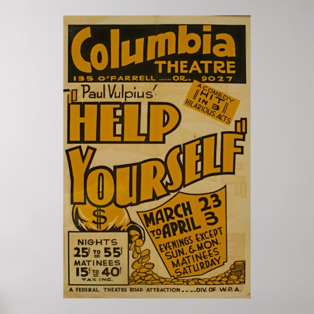 Póster Columbia Theatre Vintage Poster (Frente)