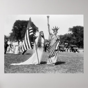 Póster Columbia y Lady Liberty, 1919