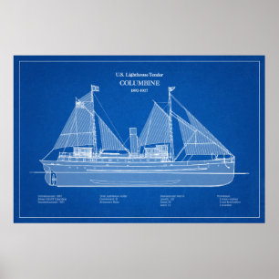Póster Columbina de la oferta del faro USCG - ABD
