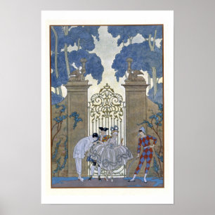 Póster Columbine, ilustracion para los "Fetes Galantes"