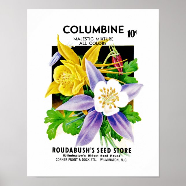 Póster Columbine Seed Packet Label (Frente)