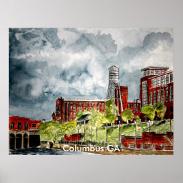 Póster columbus ga georgia riverwalk river walk art, C...