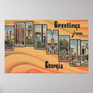 Póster Columbus, Georgia - Large Letter Scenes