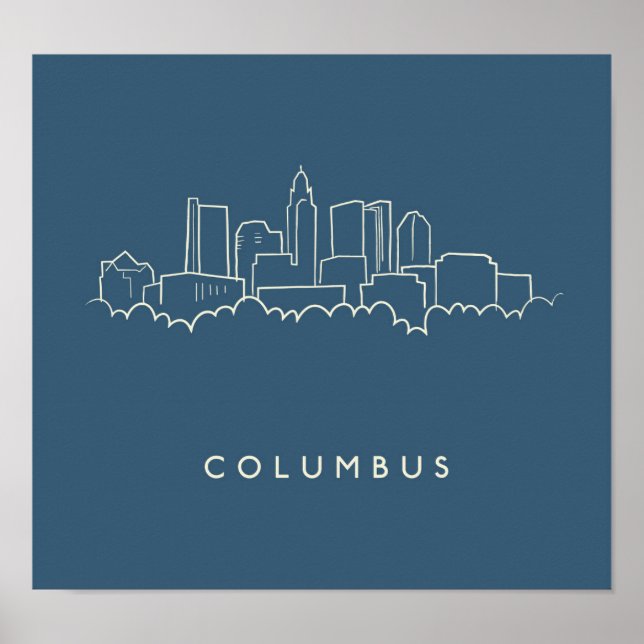 Póster Columbus, Línea Aérea de Ohio (Frente)