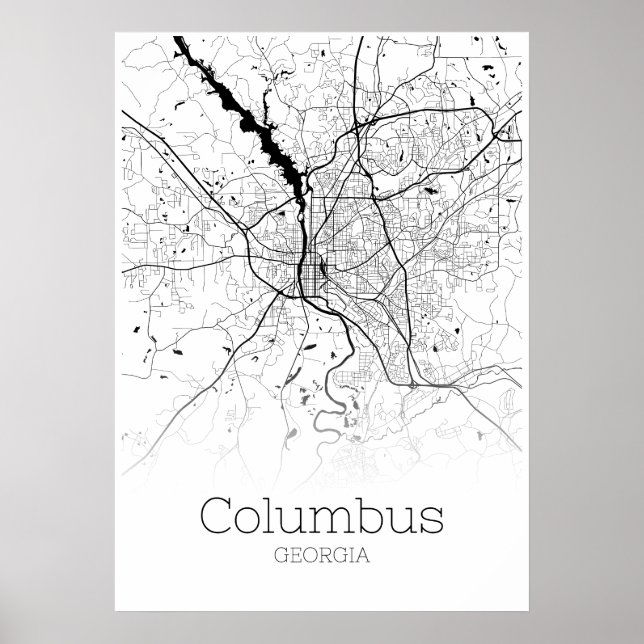 Póster Columbus Map - Georgia - City Map Poster (Frente)