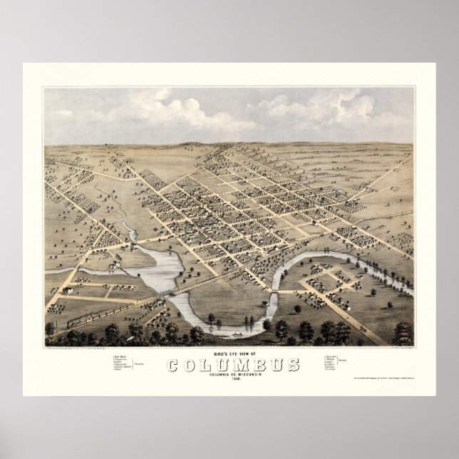 Póster Columbus, Mapa Panorámico de la Primera Guerra Mun (Frente)