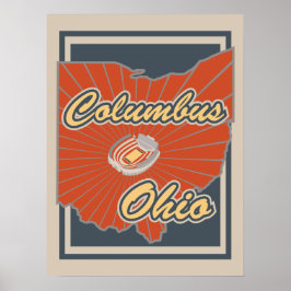 Póster Columbus, Ohio Art Print - Afiche de viaje - 18x24