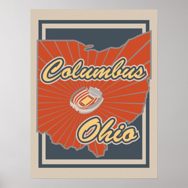 Póster Columbus, Ohio Art Print - Afiche de viaje - 18x24 (Frente)