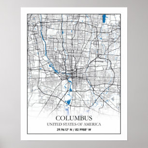 Póster Columbus Ohio Estados Unidos Poster de mapas de ci