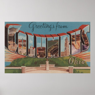 Póster Columbus, Ohio - Large Letter Scenes 2