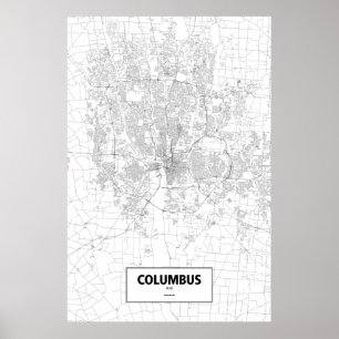 Póster Columbus, Ohio (negro sobre blanco)