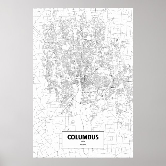 Póster Columbus, Ohio (negro sobre blanco) (Frente)