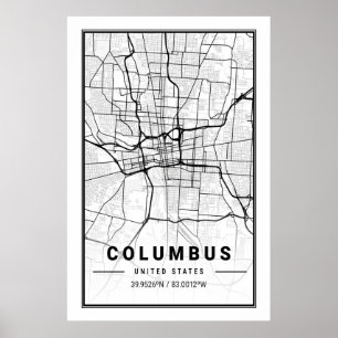 Póster Columbus Ohio USA City Travel City Map