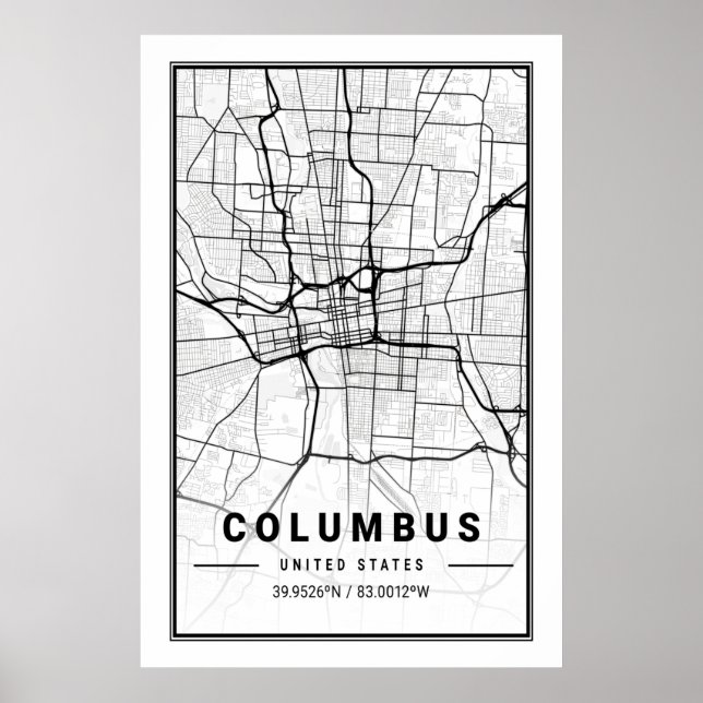 Póster Columbus Ohio USA City Travel City Map (Frente)