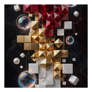 Póster Columna de mosaico de Navidad futurista 3D