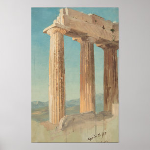 Póster Columnas del Partenón, Atenas, Pintura Famosa