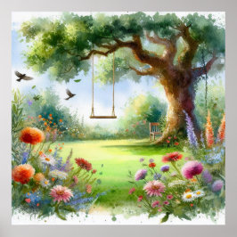 Póster Columpio de jardín paisaje 1