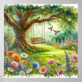 Póster Columpio de jardín paisaje 2