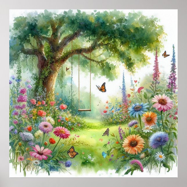 Póster Columpio de jardín paisaje 5 (Frente)