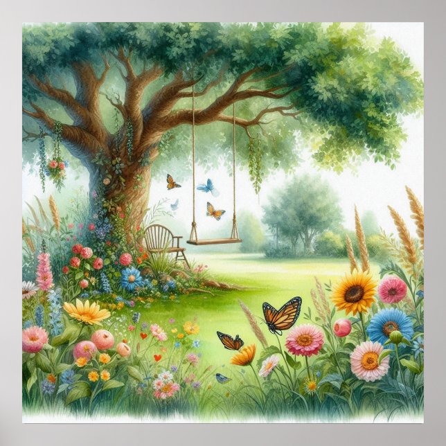 Póster Columpio de jardín paisaje 7 (Frente)