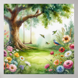 Póster Columpio de jardín paisaje 8