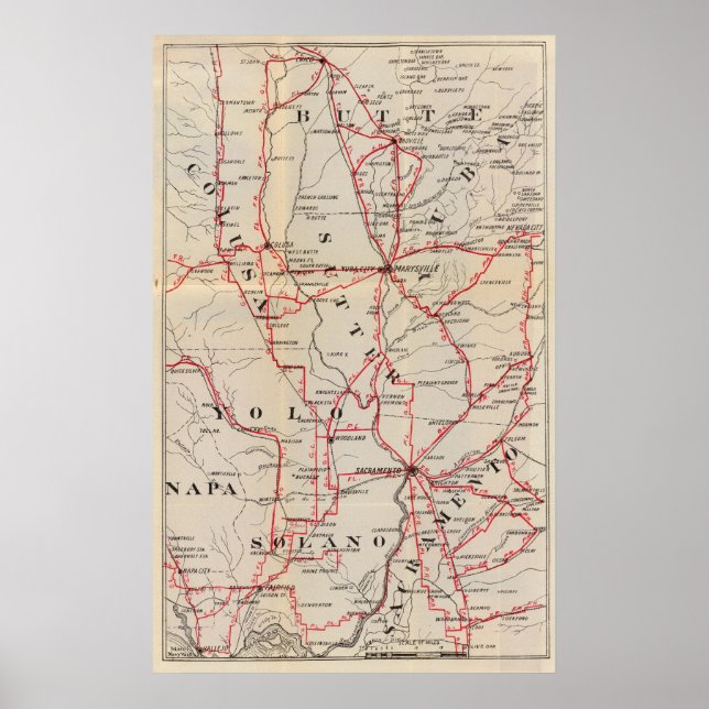 Póster Colusa, Yolo, Napa, Butte, Yuba, Sutter, Solano (Frente)