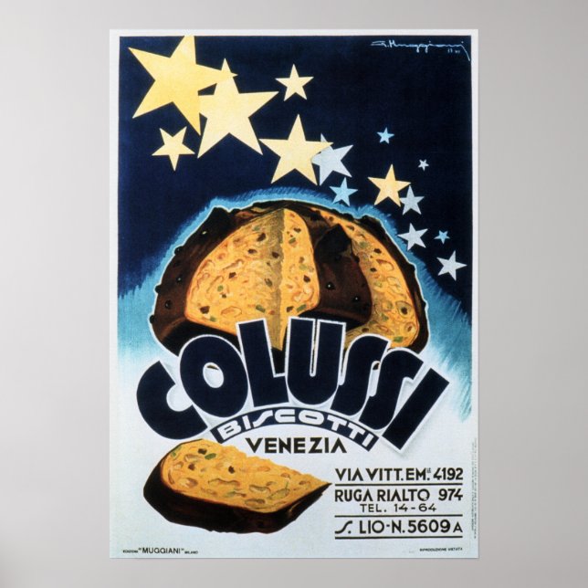 Póster COLUSSI BISCOTTI VENEZIA Vintage Poster italiano (Frente)