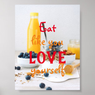 Póster Coma Como Te Amas A Ti Mismo/Comer Saludable