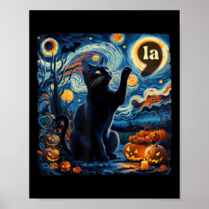 Póster Coma de gato negro de Halloween La Starry Night Ar