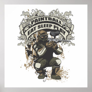 Póster Coma, duerma, juegue Paintball