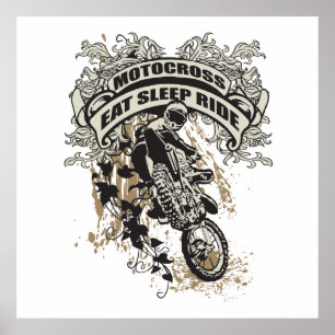Póster Coma, duerma, monte el motocrós