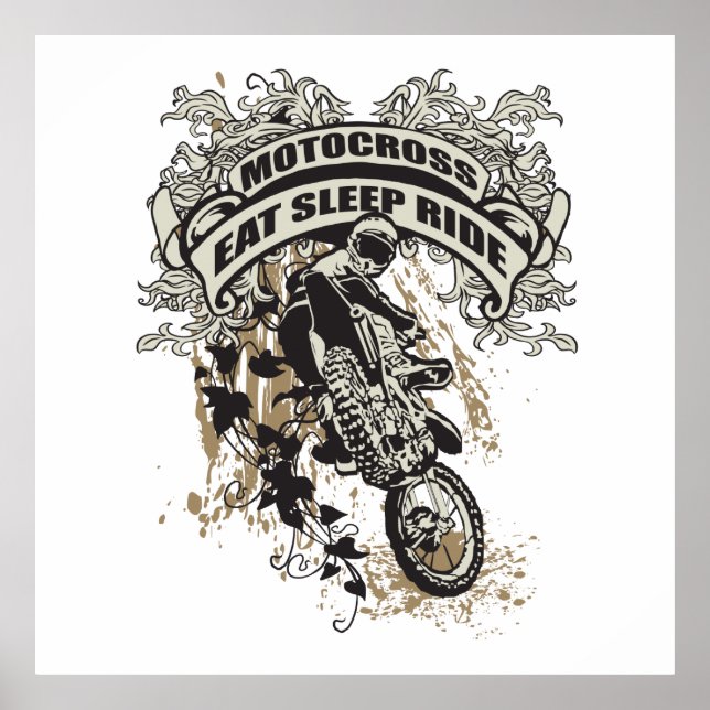 Póster Coma, duerme, corre Motocross (Frente)