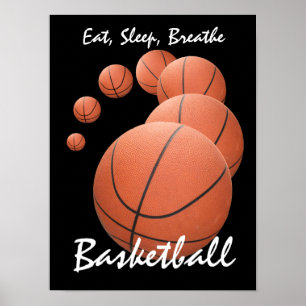 Póster Coma, duerme, respira... básquetbol