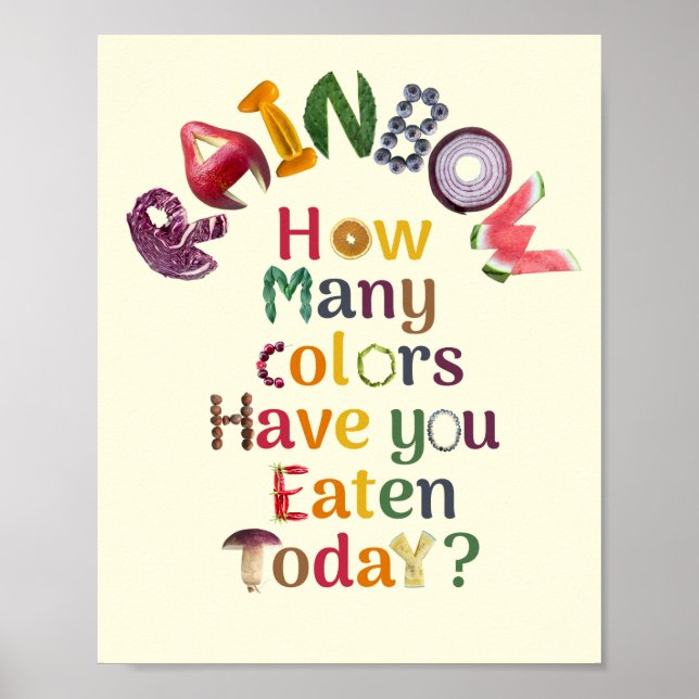 Póster Coma el arcoiris todos los días - Nutrición y salu (Frente)