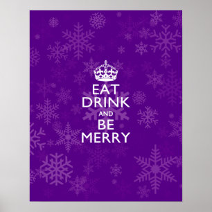 Póster Coma la bebida y sea feliz en púrpura guardan la