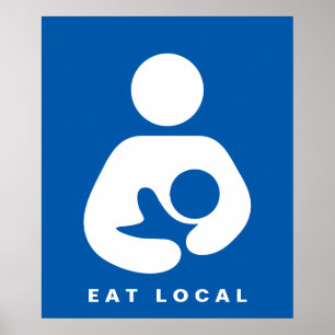 Póster Coma local/el icono del amamantamiento/de la