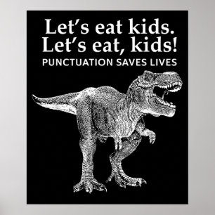 Póster Comamos la puntuación de niños salva vidas dinosau